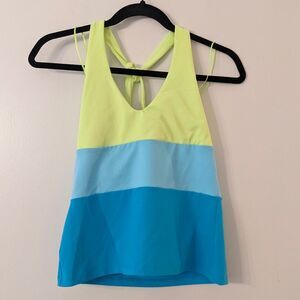 Susana Monaco blue and green color blocked halter top